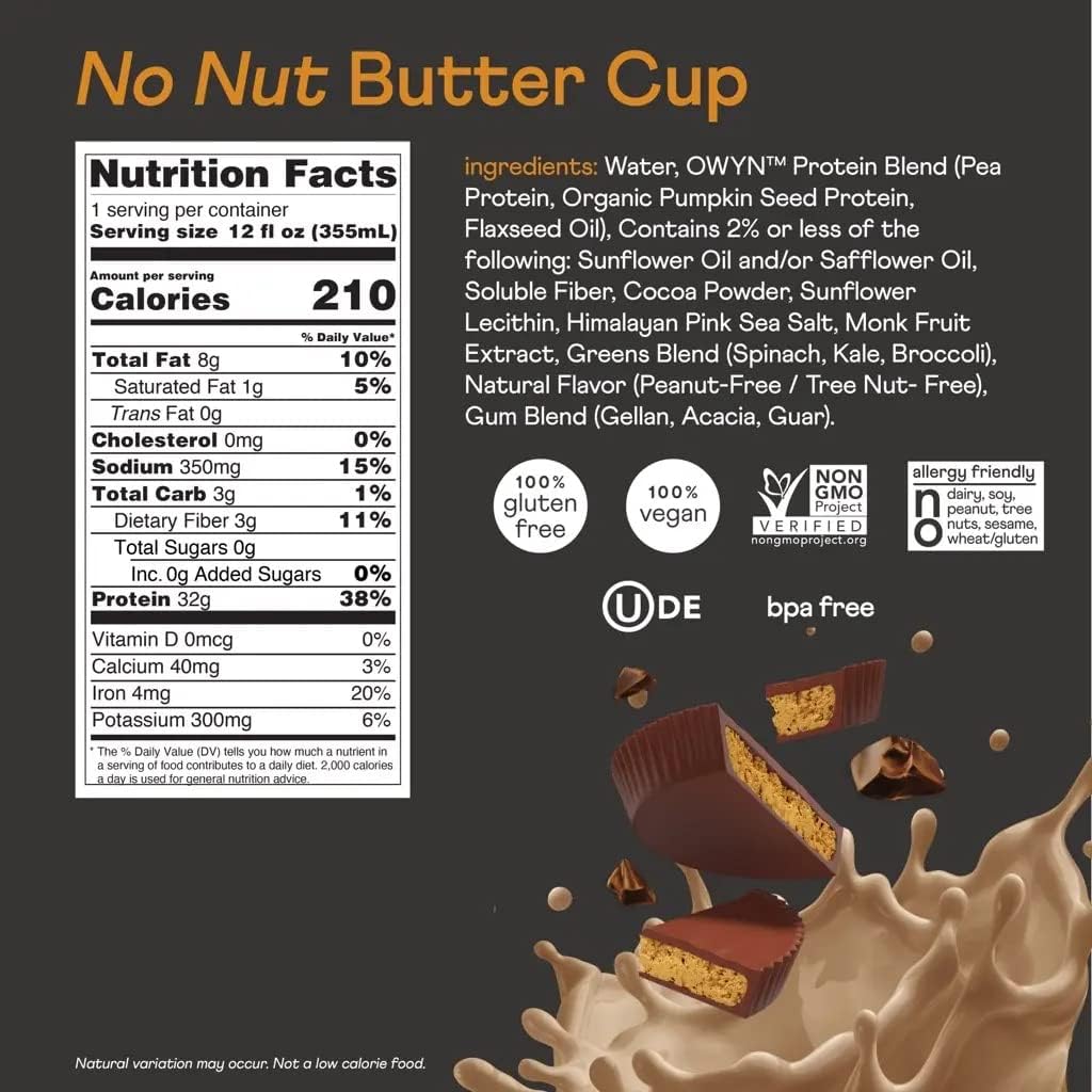 OWYN, NO NUT BUTTER CUP PROTEIN DRINK