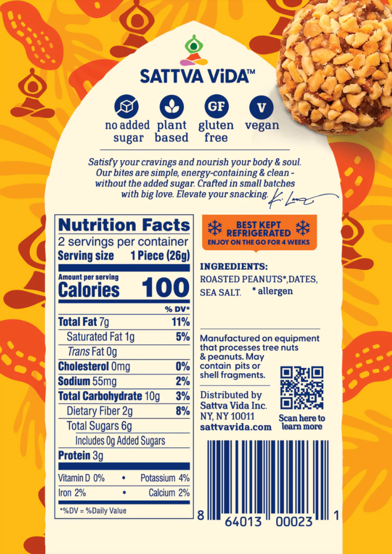 SATTVA VIDA, ENERGY BITES, PEANUT ENVY