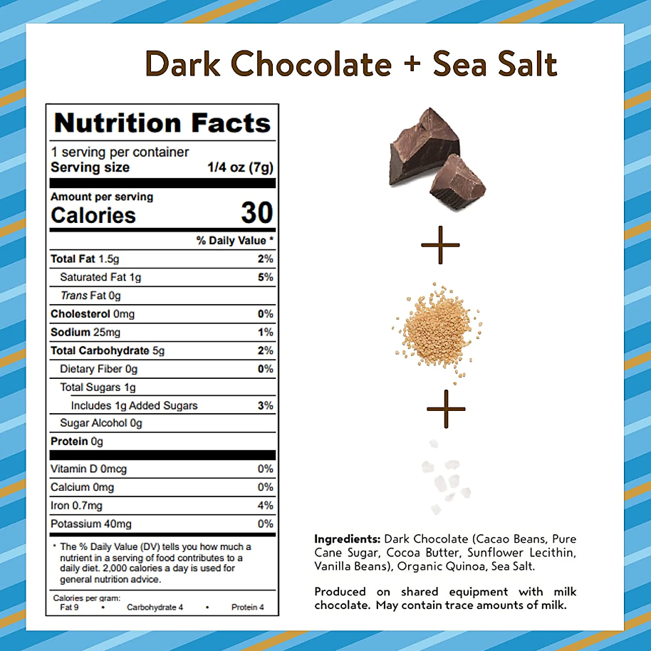 UNDERCOVER, CHOCOLATE QUINOA CRISPS, DARK CHOCOLATE + SEA SALT