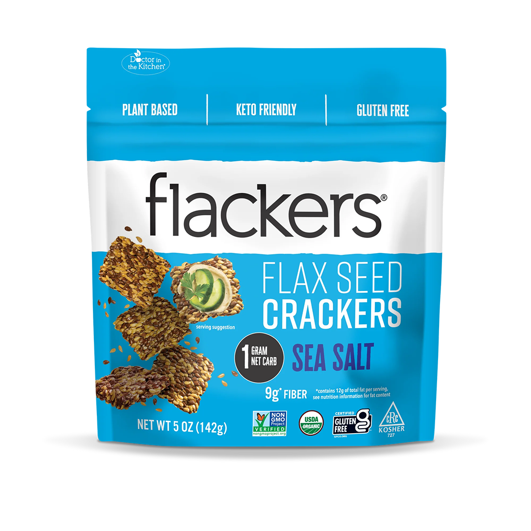FLACKERS, FLAX SEED CRACKERS, SEA SALT