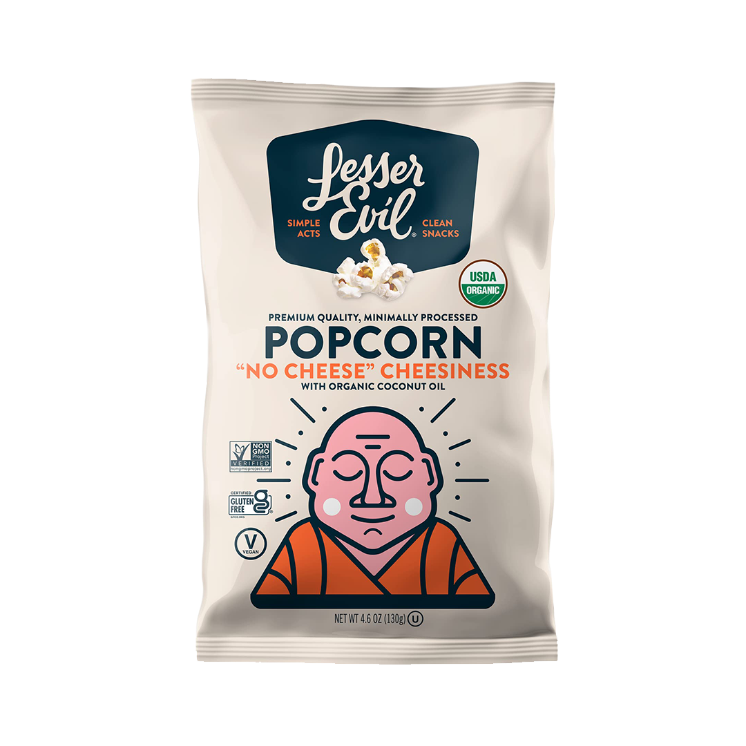 LESSER EVIL, POPCORN, "NO CHEESE" CHEESINESS